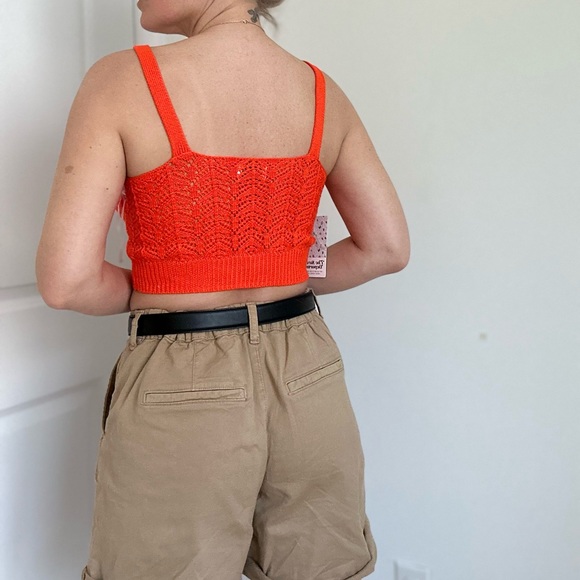 Crochet Knit Lace Up Front Crop Top - Picture 4 of 7